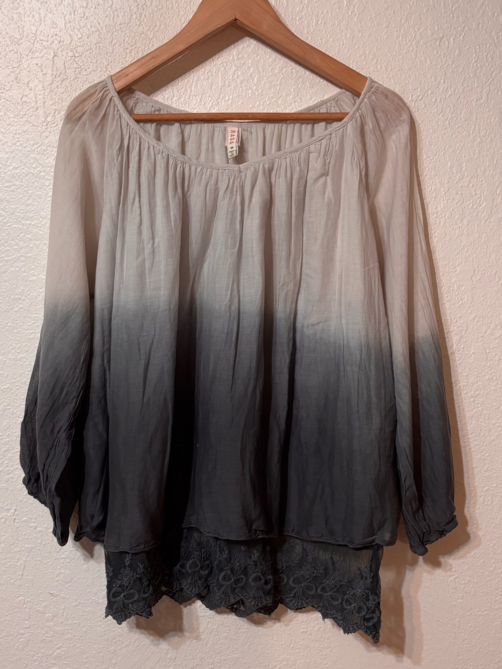 Raga Dip Dye Ombre Boho Blouse Medium
